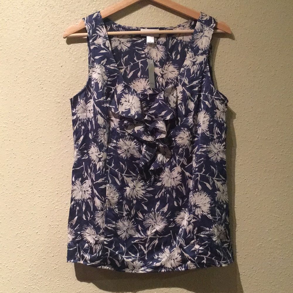 NWT Blue and Cream Ann Taylor Loft Top